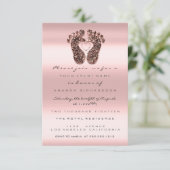 Spark Glitzer Kinderdusche Feet Rose Blush Royal Einladung (Stehend Vorderseite)