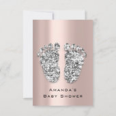 Spark Glitzer Kinderdusche Feet Rose Gray Girl Boy Einladung (Rückseite)