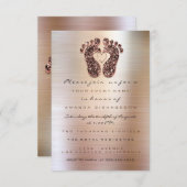 Spark Glitzer Kinderdusche Feet Rose Skinny VIP Einladung (Vorne/Hinten)