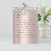 Spark Glitzer Rose Silver Lux Bridal Sweet 16. Einladung (Stehend Vorderseite)