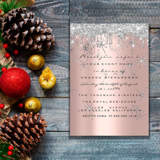 Spark Glitzer Rose Silver Lux Bridal Sweet 16. Einladung