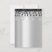 Spark Glitzer Silver Black Tropfen Bridal Sweet 16 Einladung (Rückseite)