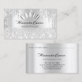 Spark Glitzer Silver Gray Nails Artist Tropfens Terminkarte (Vorne/Hinten)