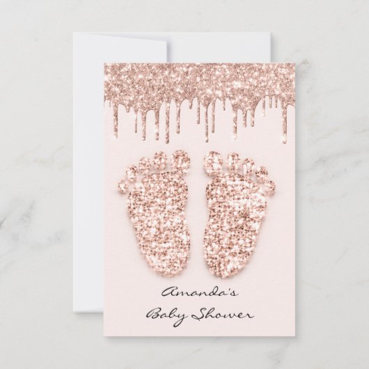 Spark Glitzer Tropfen Rose Baby Shower Girl Boy Fe Einladung (Rückseite)