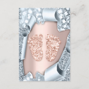 Spark Glitzer Tropfen Rose Blue Baby Dusche Feet Einladung