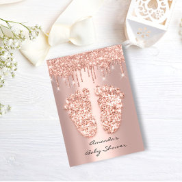 Spark Glitzer Tropfen Rose Gold Baby Dusche Feet Einladung