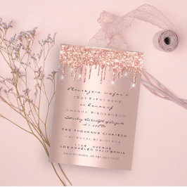 Spark Glitzer Tropfen Rose Gold Bridal Sweet 16. Einladung
