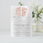 Spark Glitzer Tropfen Rose Gray GreyBaby Duschbad Einladung (Stehend Vorderseite)