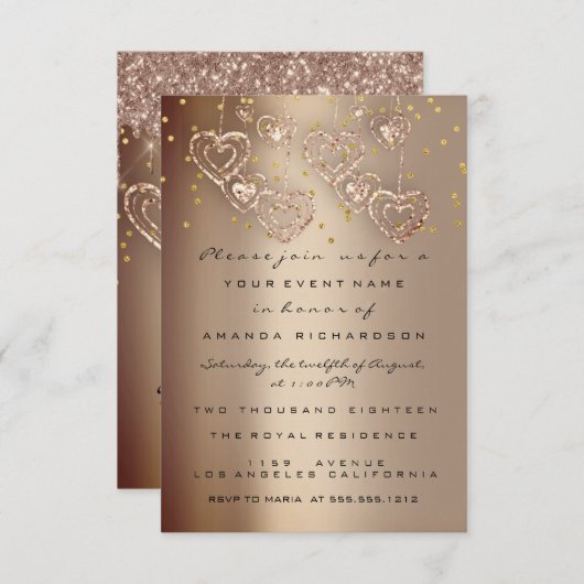 Spark Glitzer Tropfen Rose Mütter Party Tee Einladung (Vorne/Hinten)