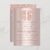 Spark Glitzer Tropfen Rose VIP Kinderdusche Feet Einladung (Vorne/Hinten)