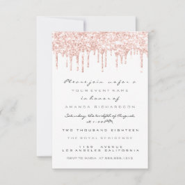 Spark Glitzer Tropfen Rose White Bridal Sweet 16. Einladung