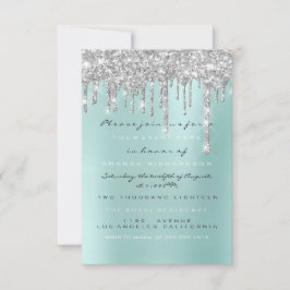 Spark Glitzer Tropfen Silver Aqua Bridal Sweet 16. Einladung