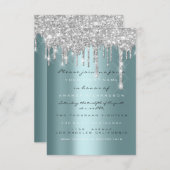 Spark Glitzer Tropfen Silver Aquamarin Bridal Swee Einladung (Vorne/Hinten)