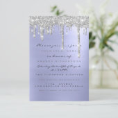 Spark Glitzer Tropfen Silver Blue Bridal Sweet 16. Einladung (Stehend Vorderseite)