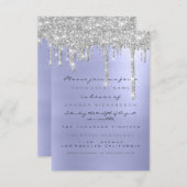 Spark Glitzer Tropfen Silver Blue Bridal Sweet 16. Einladung (Vorne/Hinten)