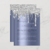 Spark Glitzer Tropfen Silver Blue Navy Bridal 16. Einladung (Vorne/Hinten)