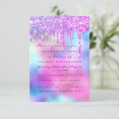 Spark Glitzer Tropfen Silver Einicorn Pink Bride 1 Einladung (Stehend Vorderseite)