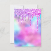 Spark Glitzer Tropfen Silver Einicorn Pink Bride 1 Einladung (Rückseite)