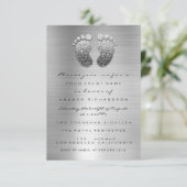 Spark Glitzer Tropfen Silver Gray Baby Shower Foot Einladung (Stehend Vorderseite)