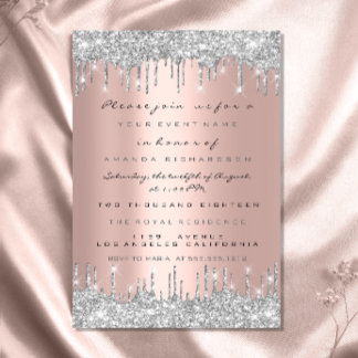 Spark Glitzer Tropfen Silver Gray Bridal Sweet 16. Einladung