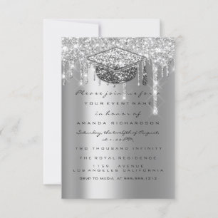 Spark Glitzer Tropfen Silver Gray Graduate Party Einladung