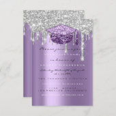Spark Glitzer Tropfen Silver Lila Gray Gray Gradua Einladung (Vorne/Hinten)
