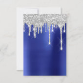 Spark Glitzer Tropfen Silver Navy Bridal Sweet 16. Einladung (Rückseite)
