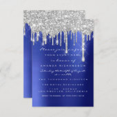 Spark Glitzer Tropfen Silver Navy Bridal Sweet 16. Einladung (Vorne/Hinten)