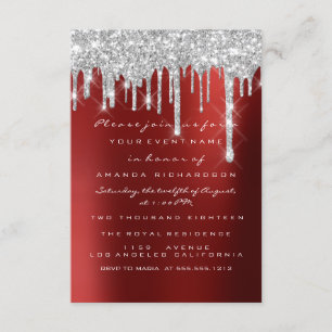 Spark Glitzer Tropfen Silver Red Bridal Sweet 16. Einladung