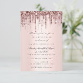 Spark Glitzer Tropfens Rose Brautparty Swert16. Einladung (Stehend Vorderseite)