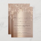 Spark Glitzer Tropfens Rose Lux Bridal Sweet 16. Einladung (Vorne/Hinten)