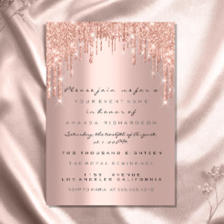 Spark Glitzer Tropfens Rose Lux Bridal Sweet 16. Einladung