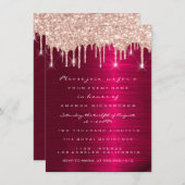 Spark Glitzer Tropfens Rose Rote Marsala Bridal 16 Einladung (Vorne/Hinten)