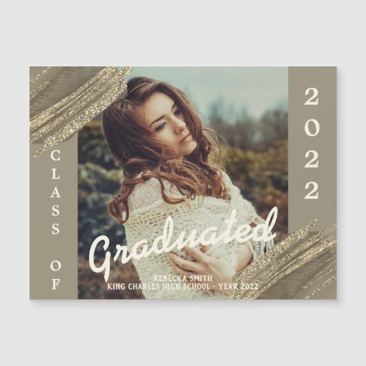 Spark Gold Abschluss Foto Ankündigung Magnet (Vorderseite)