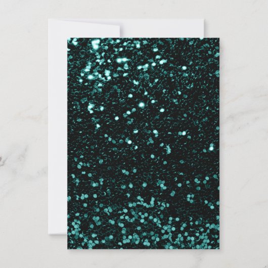 Spark Metallic Black Sequin Glitzer Aquamarin Brid Einladung (Rückseite)