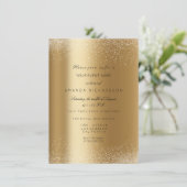 Spark Metallic Gold Glitzer Sand Formal Marmor Einladung (Stehend Vorderseite)