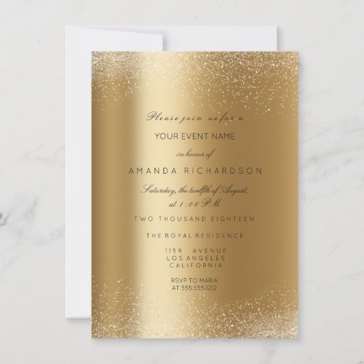 Spark Metallic Gold Glitzer Sand Formal Marmor Einladung (Vorderseite)