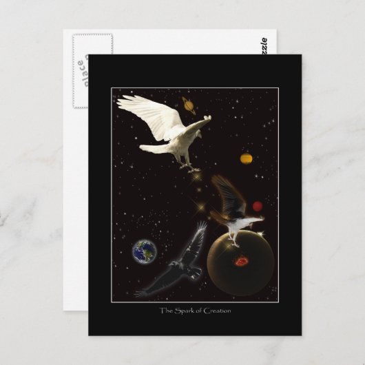"Spark of Creation" Weißer Raven Geschenke Postkarte (Vorne/Hinten)