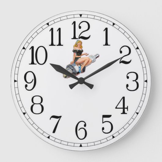 Spark Plug-Button Up Große Wanduhr (Vorderseite)