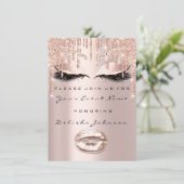 Spark Sweet 16. Tropfen Glitzer Bridal Makeup Lips Einladung (Stehend Vorderseite)