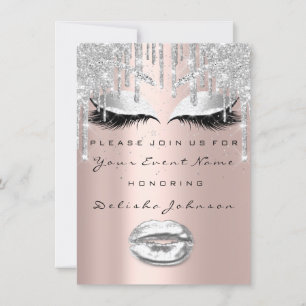 Spark Sweet 16. Tropfen Glitzer Bridal Makeup Lips Einladung