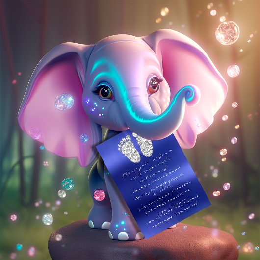 Spark Tropfen Silver Royal Blue Baby Dusche Feet Einladung