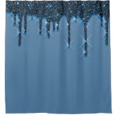 Spark Tropfens Glitzer 3d Effekt Blue NAVY Duschvorhang (Vorderseite)