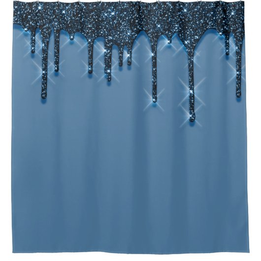 Spark Tropfens Glitzer 3d Effekt Blue NAVY Duschvorhang (Vorderseite)
