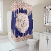 Spark Tropfens Glitzer Diamond Blue Navy Rose Blum Duschvorhang (Beispiel)