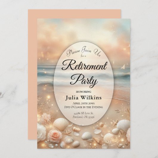 Sparkasse am Meer und das Sunset Dreams Retirement Einladung (Vorne/Hinten)