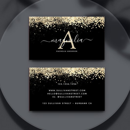 Sparkcard "Black Glitzer Monogram" Visitenkarte