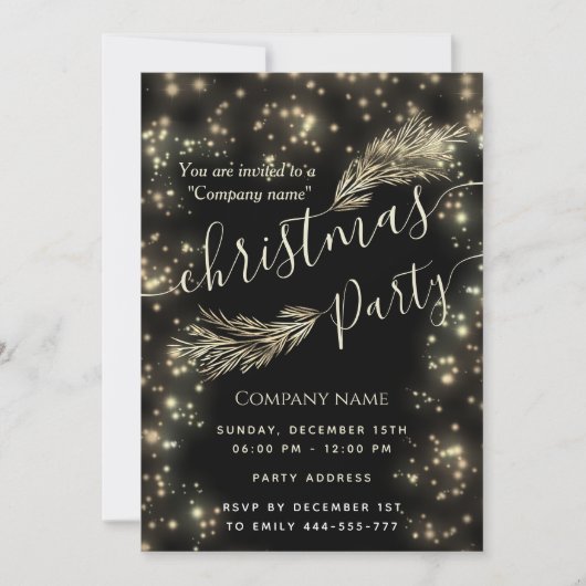 Sparke Luxus-Kiefer Filiale Weihnachten Einladung (Vorderseite)