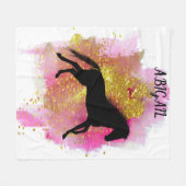 SPARKIEREN SCHWARZER PFERD PERSONALISIERTER BLANKE FLEECEDECKE (Vorderseite (Horizontal))