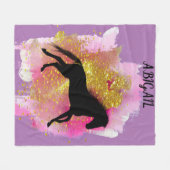 SPARKIEREN SCHWARZER PFERD PERSONALISIERTER BLANKE FLEECEDECKE (Vorderseite (Horizontal))